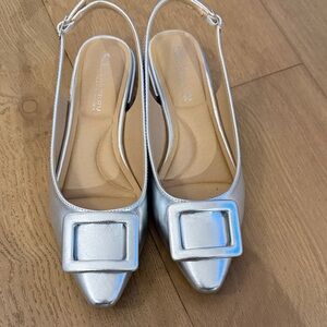 CL by Chinese Laundry Metallic Silver Slingback Flats
